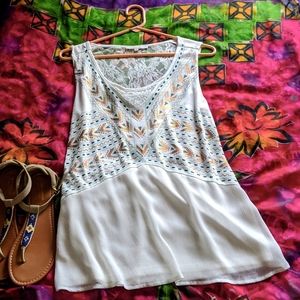 Miss Me lined southwestern tank top L
